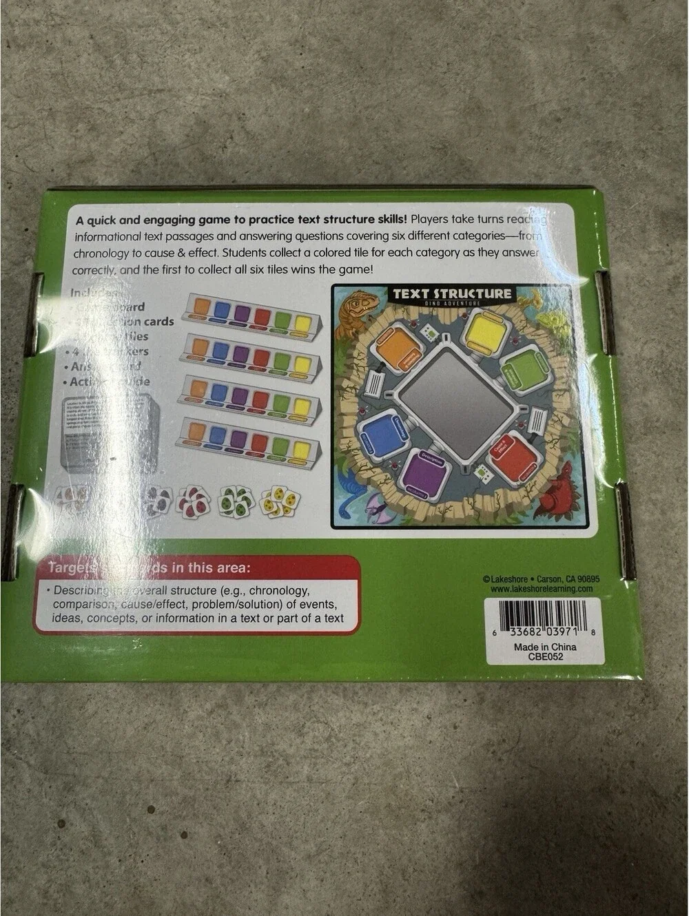 Lakeshore Text Structure Grab & Play Reading Game New Sealed, Dino Theme